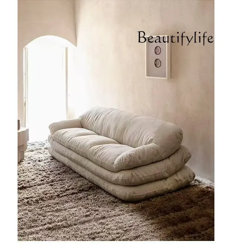

YY Medieval Linen Fabric French Retro Sofa Small Apartment Straight Row Designer Lazy Wind Bed And Breakfast Sofa