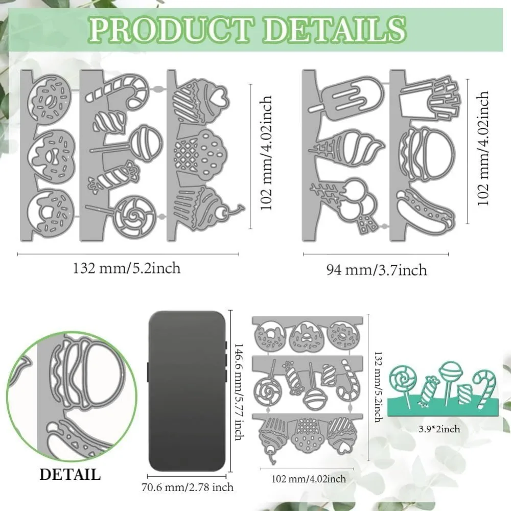 Dessert Snack Metal Die Cuts Doughnuts Lollipops Cutting Dies Cupcake Embossing Template Ice Cream Hot for Card Making