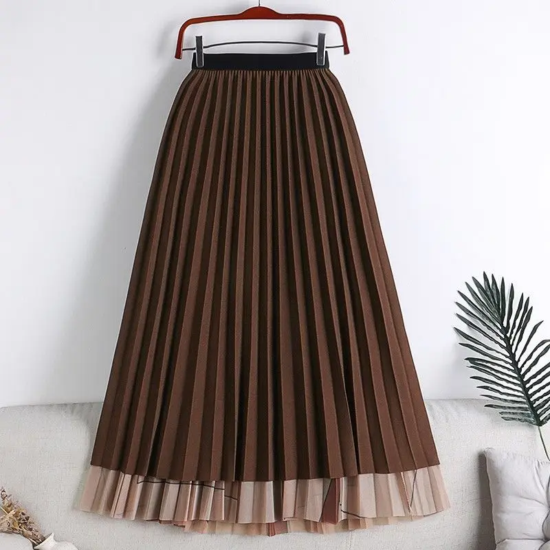 2023 Summer Women's Mesh Printed Pleated Mini Half long skirt women summer women clothing 2023 new arrivals