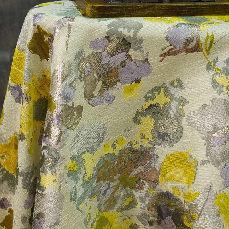 

Pastoral Watercolor Floral Woven Jacquard Fabric for Cheongsam Dress DIY Bags Metallic Fashion Textile Chinese Style Material