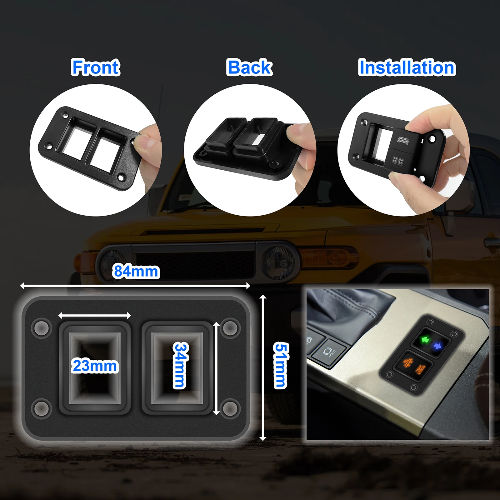 2 / 3 / 4 Gang Push Switch Panel Black Plastic Holder Housing for Toyota LandCruiser 4Runner Prado Hilux Hiace