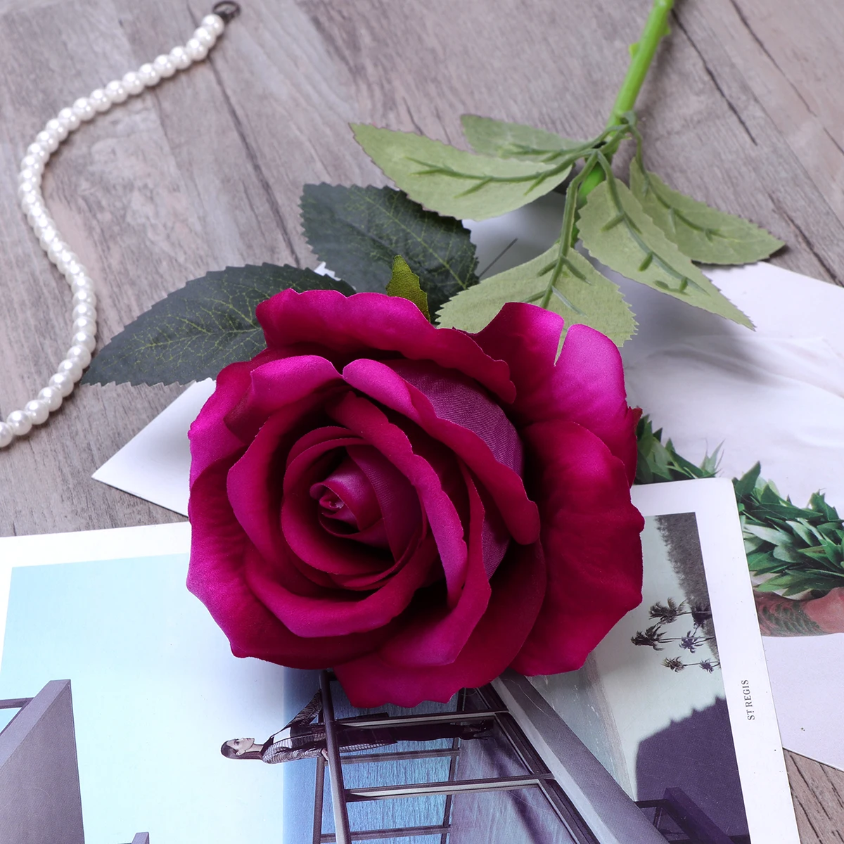 

Artificial Flowers Wedding Flower Bouquets Blue Vivid Realistic Fake Roses For Valentine'S Day Party Home Decoration Craft