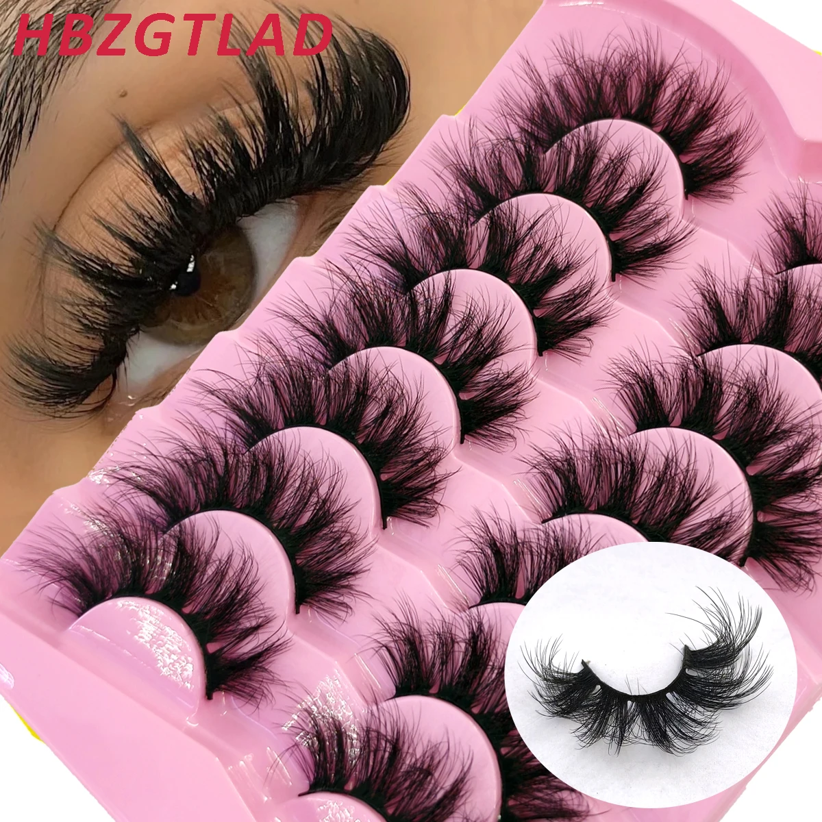 HBZGTLAD Neue flauschige lange Wimpern, 3D-Wimpern aus künstlichem Nerz, natürliche falsche Wimpern, dramatische, weiche Volumenwimpern, Wimpernverlängerung, Make-up