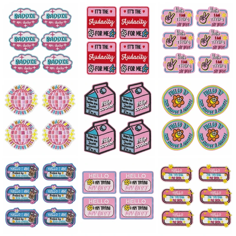 Parche bordado dibujos animados y letras para coser o planchar