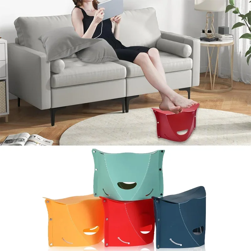 كرسي قابل للطي موفر للمساحة، مقعد بلاستيكي رفيع للغاية للتخييم والسفر والمنزل، مقعد محمول خفيف الوزن للاستخدام في الهواء الطلق