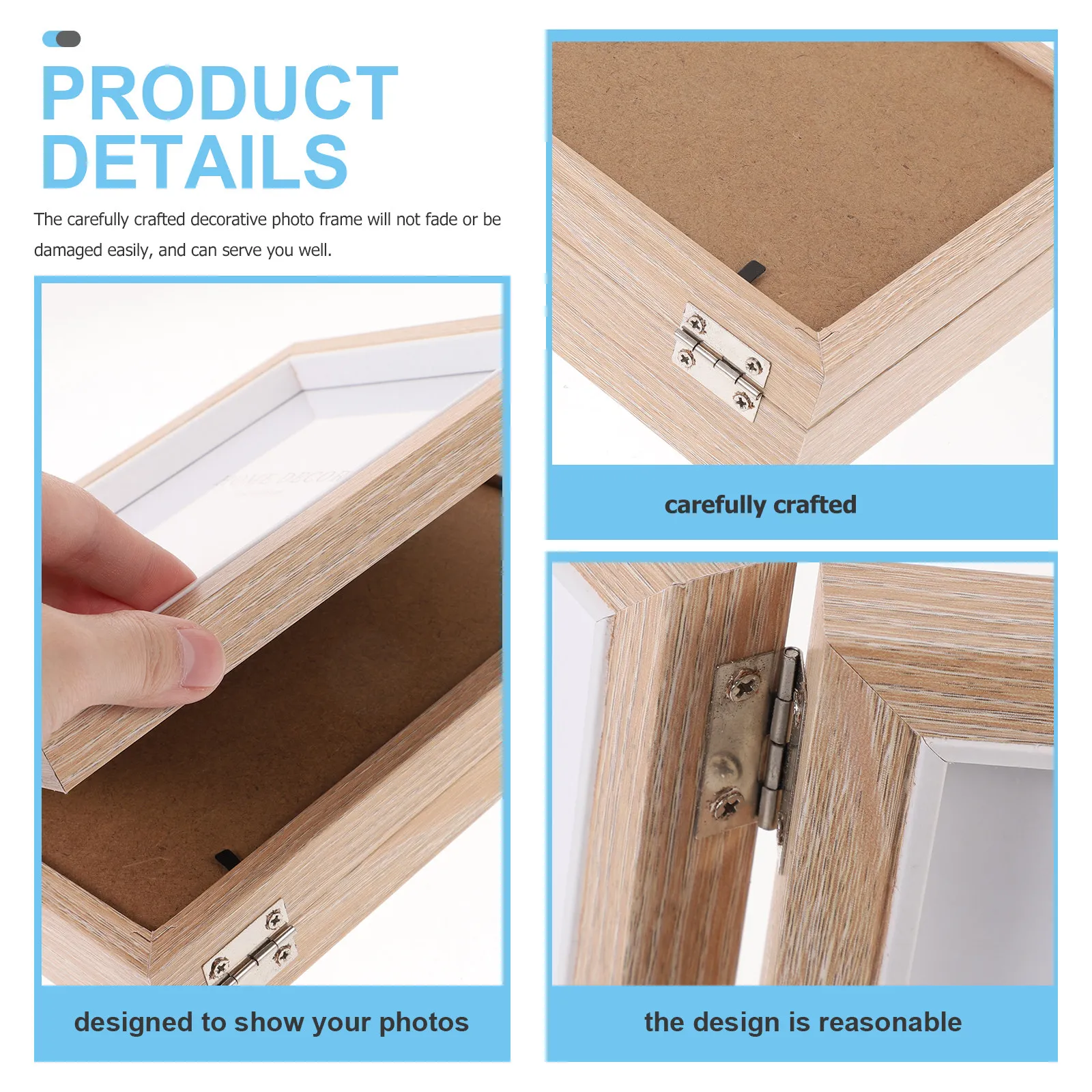 Wooden Foldable Picture Frame Desktop Photo Frame Rustic Style Folding Design for Home Office Decor Commemorative Photos