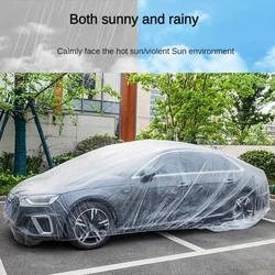 Disposable Car Clothing Cover Dustproof Rainproof Transparent Car Cover Plastic PE Film Scratch-Proof Full Car Protective Shield