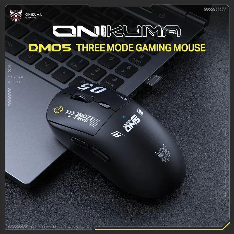 ONIKUMA DM05 Wireless Gaming Mouse Tri Mode 12000 DPI 1000Hz Rechargeable Wireless Ergonomic Programmable for PC Laptop Gamer