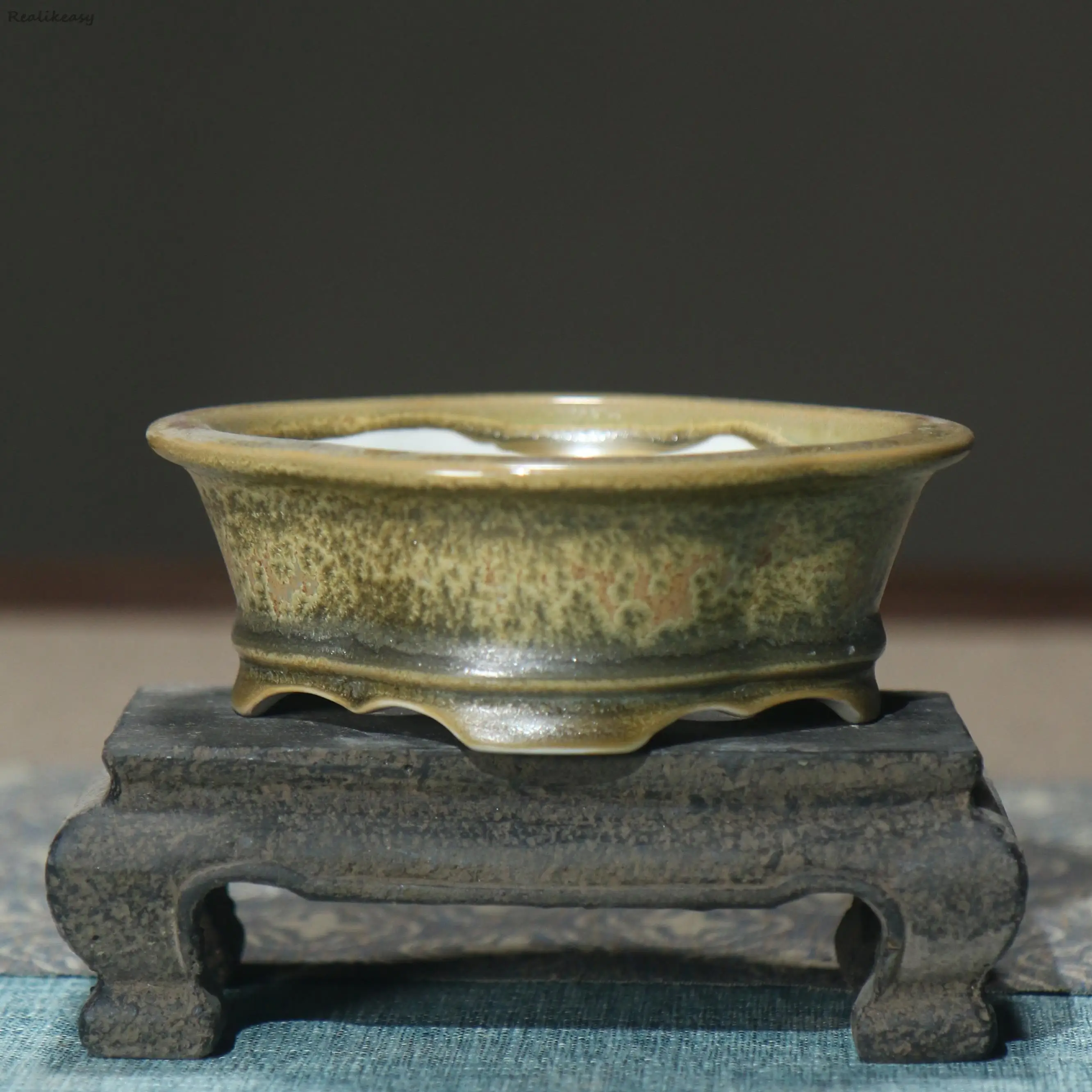 

Creative Purple Sand Flower Pot Glazed Ceramic Bonsai Small Flower Pot Japanese Succulent Flower Home Decoration LE659