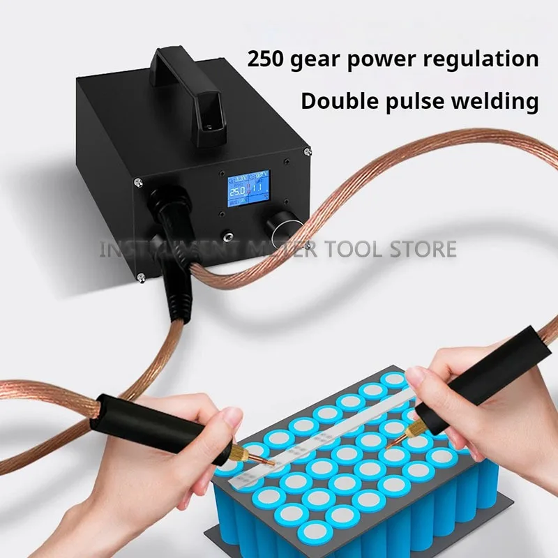 250 Gears Spots Welding Machine Double Capacitors Energy Storage Dual-pulse Welding 0.3mm Nickel Sheet 18650 Battery Spot Welder