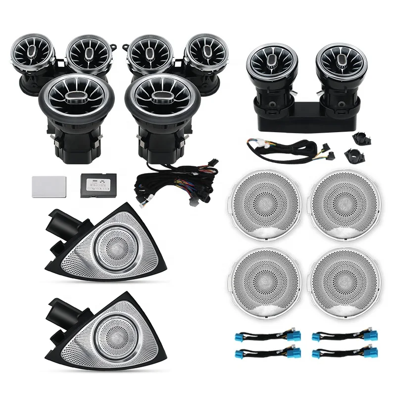 W213 Air Vent 4D Rotary Tweeter Speaker 64 Colors Led Ambient Lighting For M-Benz E-Class W213