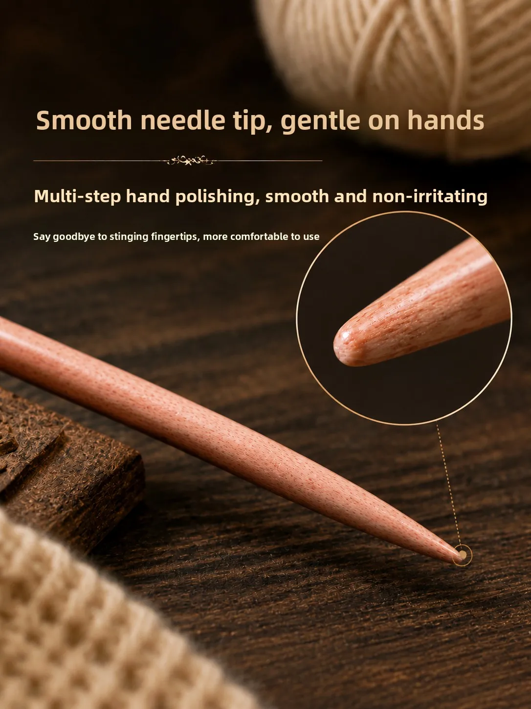 Single Needle Head Wooden round Needle Ring Detachable Circular Needle for Hand Knitting DIY Tool Pink Oak Wooden Needle
