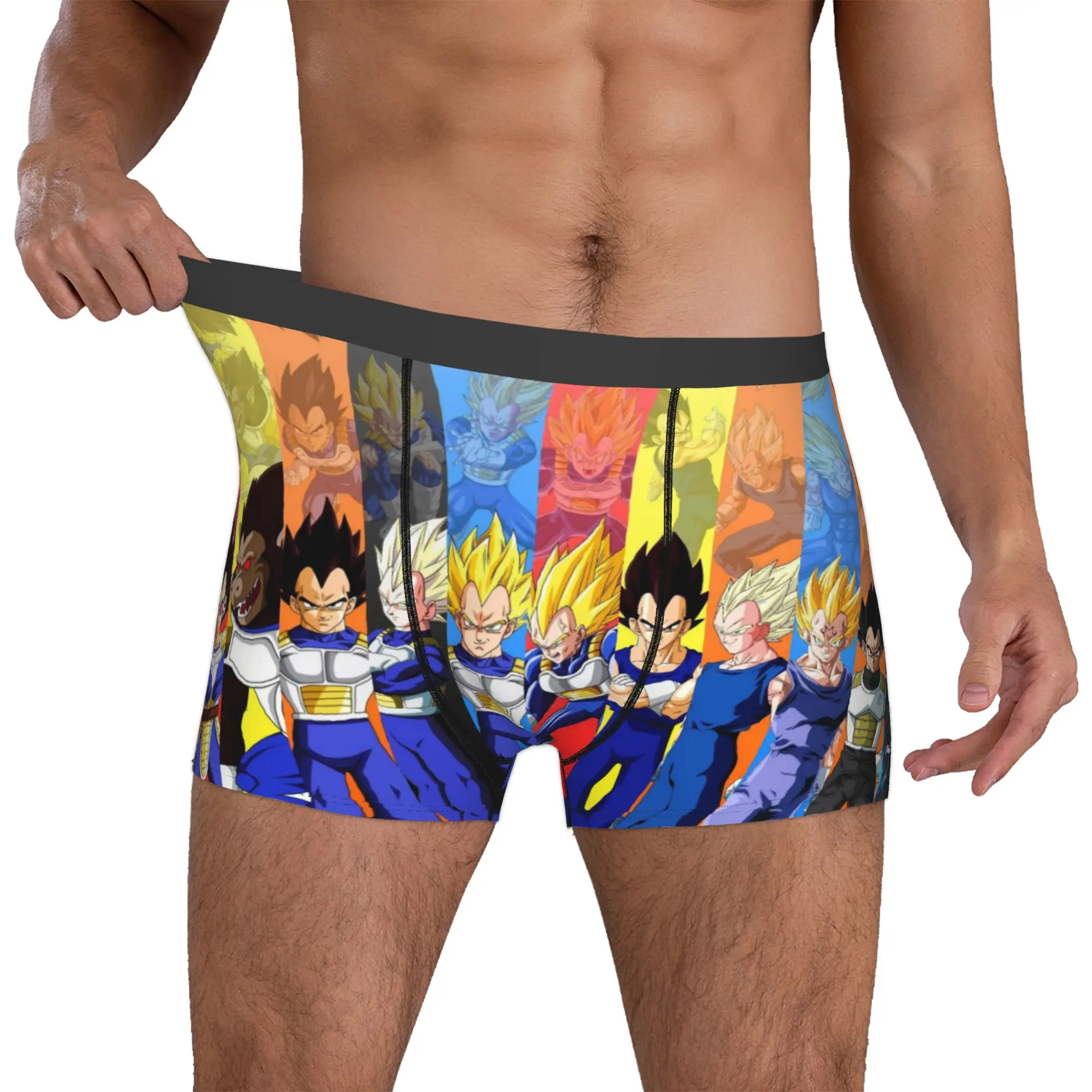

Customized Male Funny DBZ Vegeta Cartoon Underwear Manga Boxer Briefs Breathable Shorts Panties Underpants
