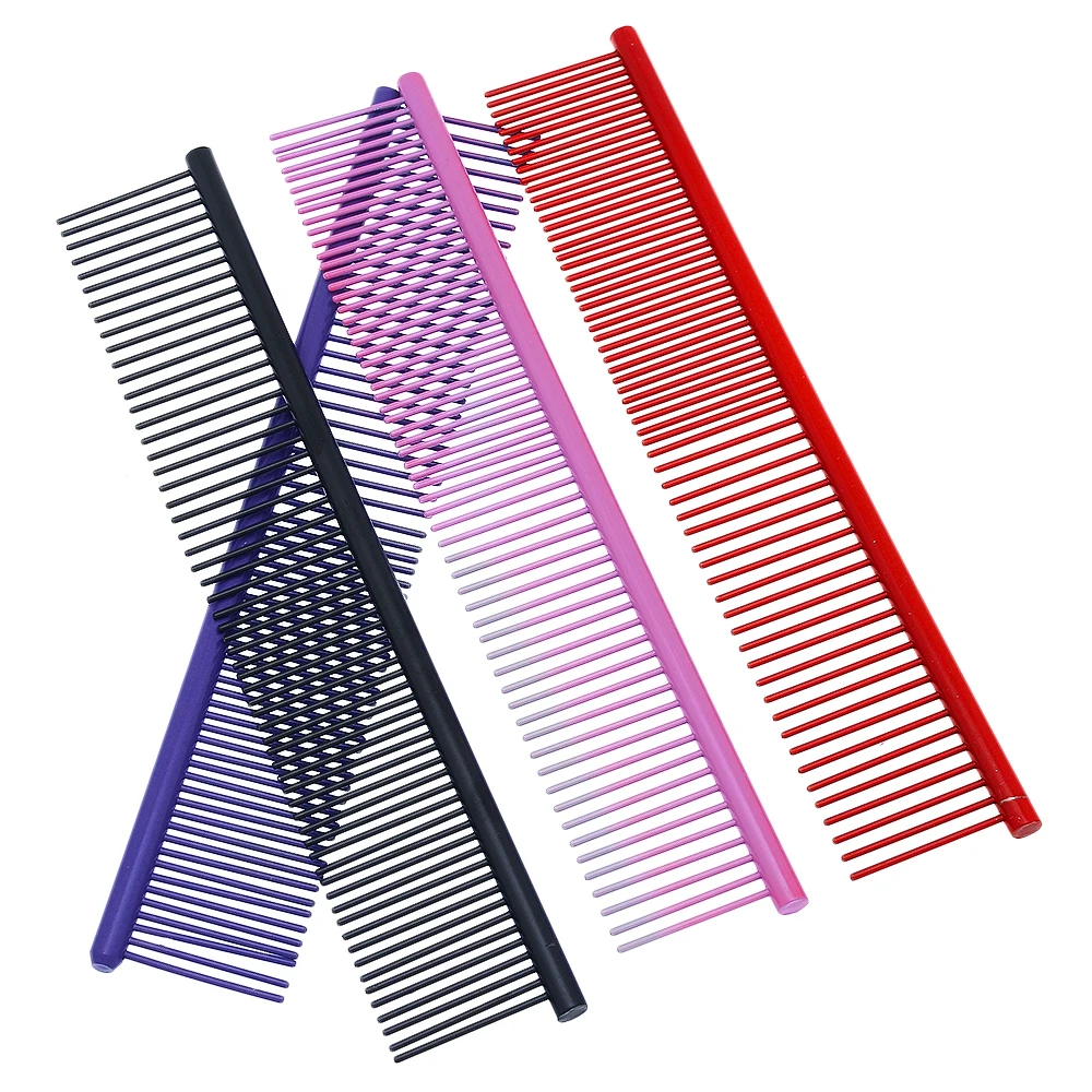 New Hot Sell Pets Cats Grooming Combs for For Shaggy Dogs Barber Grooming Tools 19CM Stainless Steel Thick Grooming Comb D0003A