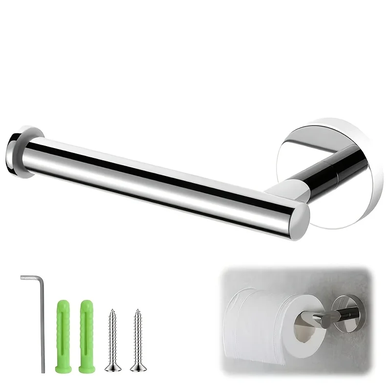 Stainless Steel Toilet Paper Holder, Wall-Mounted Bathroom Roll Holder, Brushed Gold/Black/Silver view 6