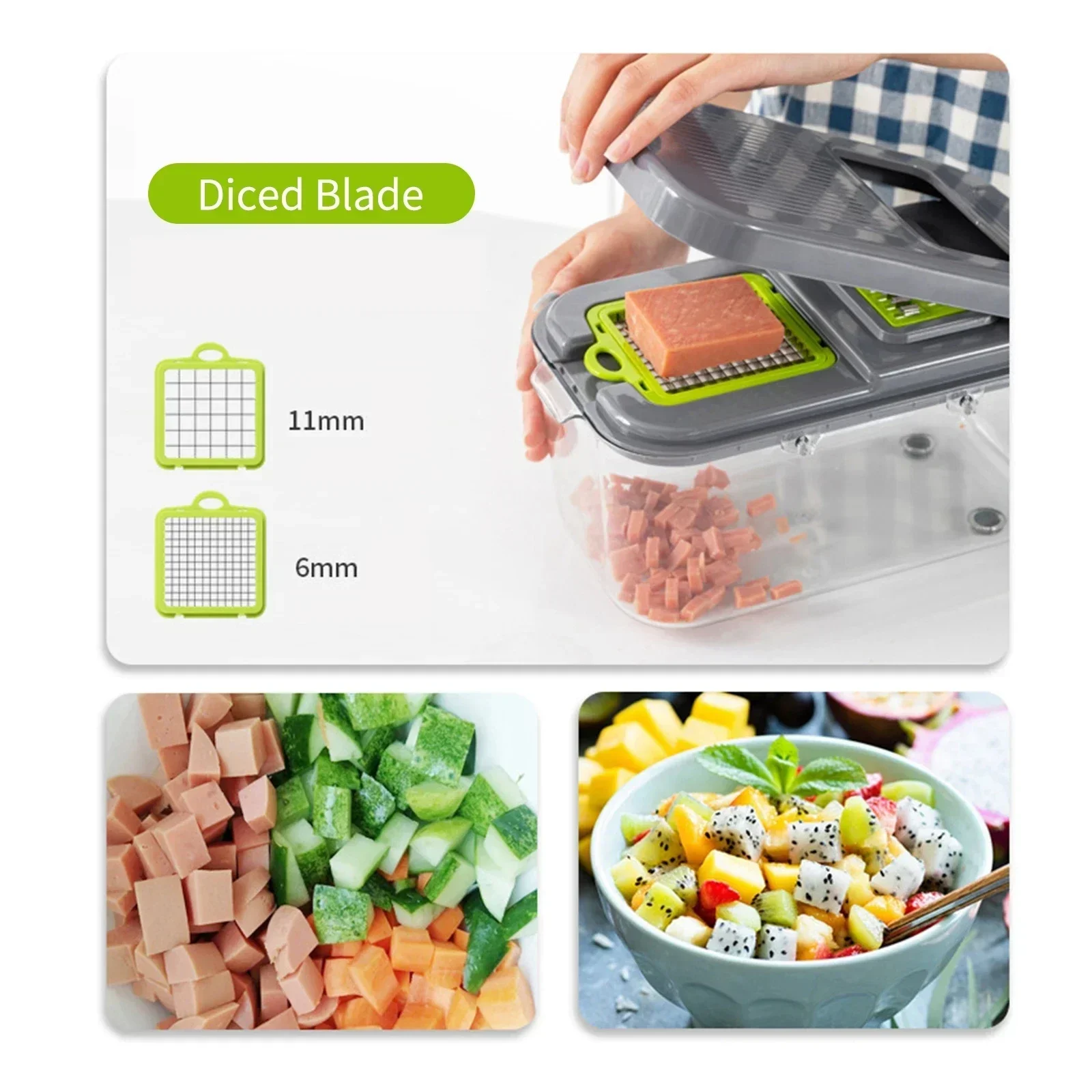 In Onion 1 Potato Kitchen Slicer Chopper 8/22 Dicer Grater Garlic Carrot Multifunctional Vegetable Cutter