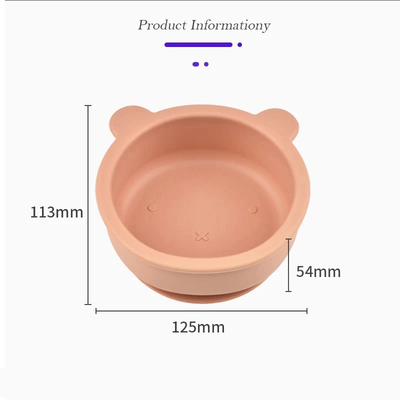 Baby Silicone Feeding Bowl Cartoon Cute Bear Shape Dishes for Kids Tableware Suction cup Anti Drop Non-Slip Dinnerware BPA Free