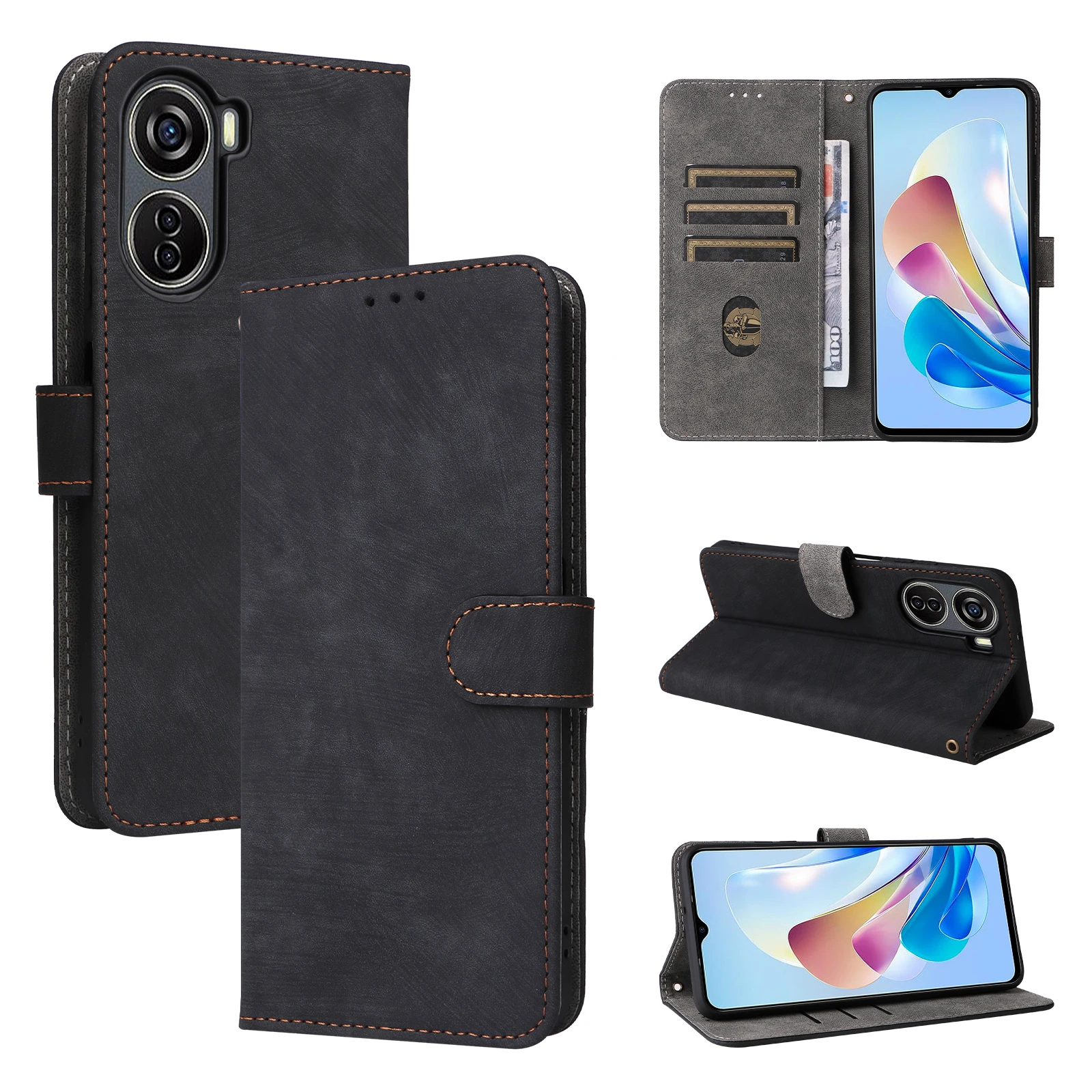 Flip Leather Cover For ZTE Blade V41 Vita 5G Magnetic Button RFID Protection Anti Theft Card Slot Wallet shockproof Phone Case image 5
