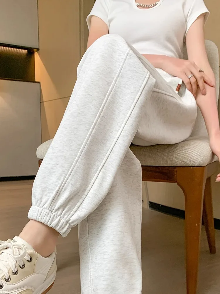 High Waist Nine-Tenths Sports Pants Women's Loose Cuffed Sweatpants Casual Pants Spring Autumn New Style Female Clothing