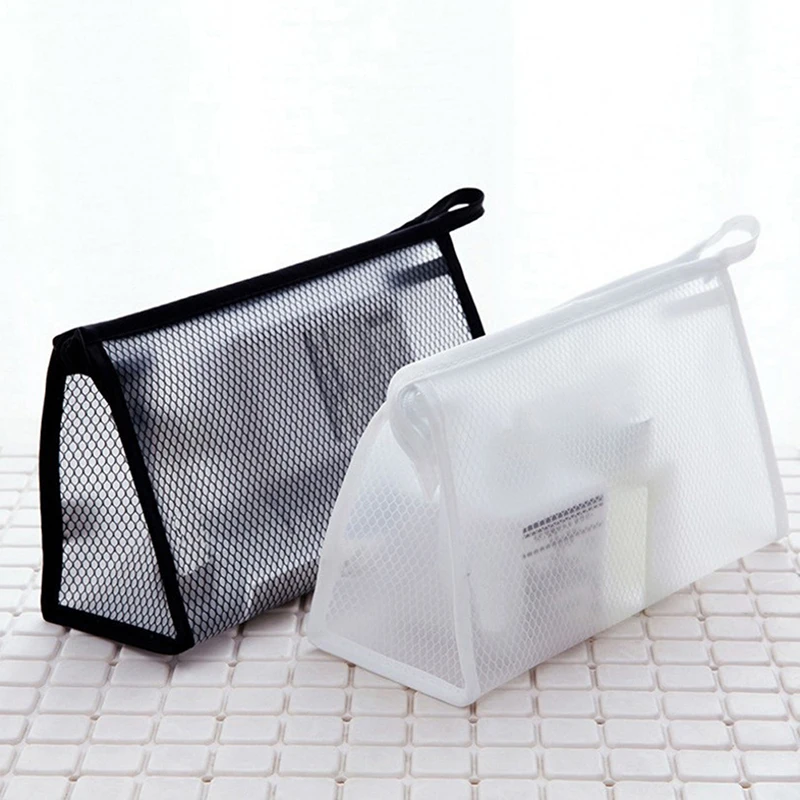 Transparent Mesh Makeup Case Organizer Storage Pouch Casual Zipper Toiletry Wash Bags Make Up Women Travel Cosmetic Bag