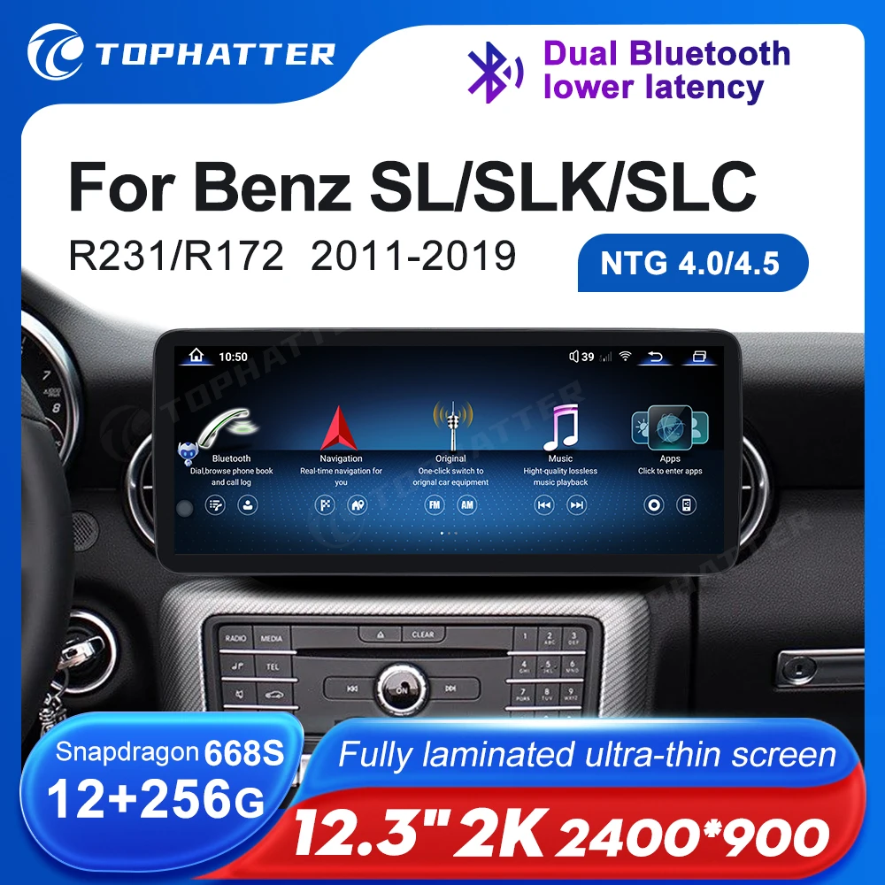 

12.3" 2K 2400*900 Car Radio For Mercedes Benz SL SLK SLC R231 R172 CarPlay Android Auto Multimedia Player 668S Head Unit Screen