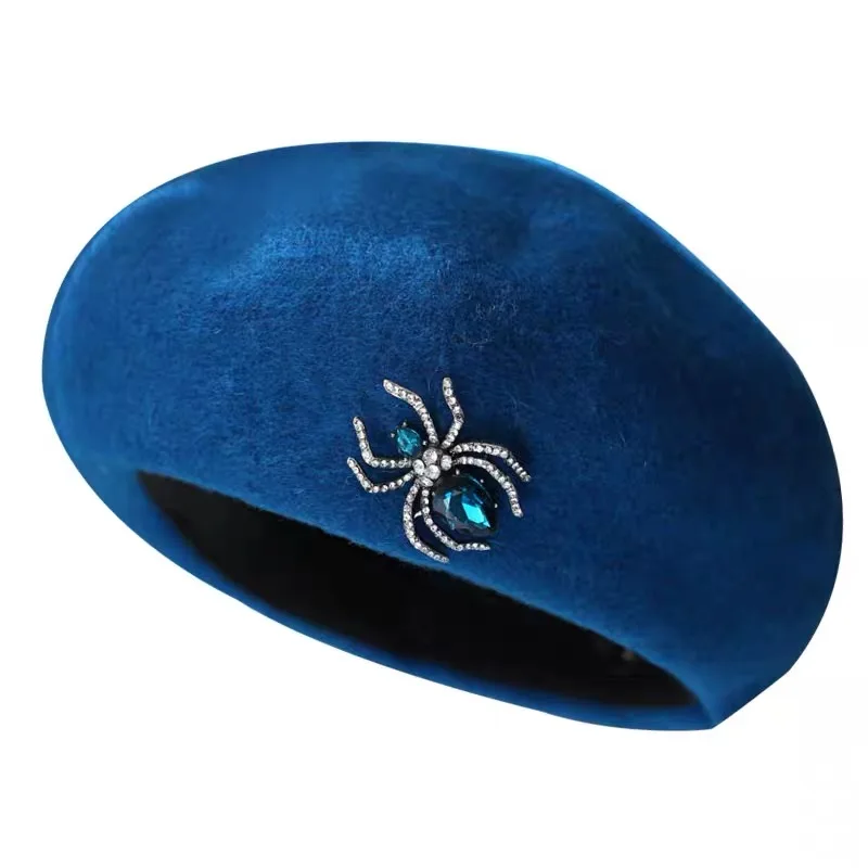 Classic Brand Designer Luxury Autumn Winter Wool Beanies Women Cool Trendy Blue Spide Warm Peacock Orchid  Soft Hat Outdoor Caps