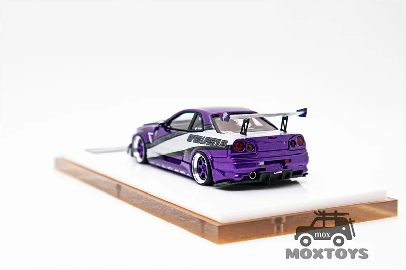 404Error 1:64 Skyline GT-R R34 Ryohe\'s GIFTED Purple Resin Model Car