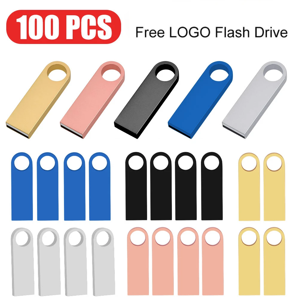 100pcs/lot Metal USB Flash Drive 4GB High Speed Pen Drive 32GB Creative Business Gifts Memory Stick Black Gold Pendrive U Disk