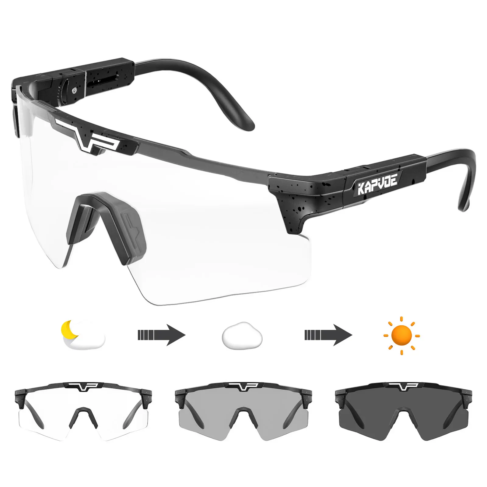 

Kapvoe New Outdoor Photochromic Sunglasses Cycling Glasses Men MTB Sports Goggles Women Bicycle Eyewear Bike UV400 Protection