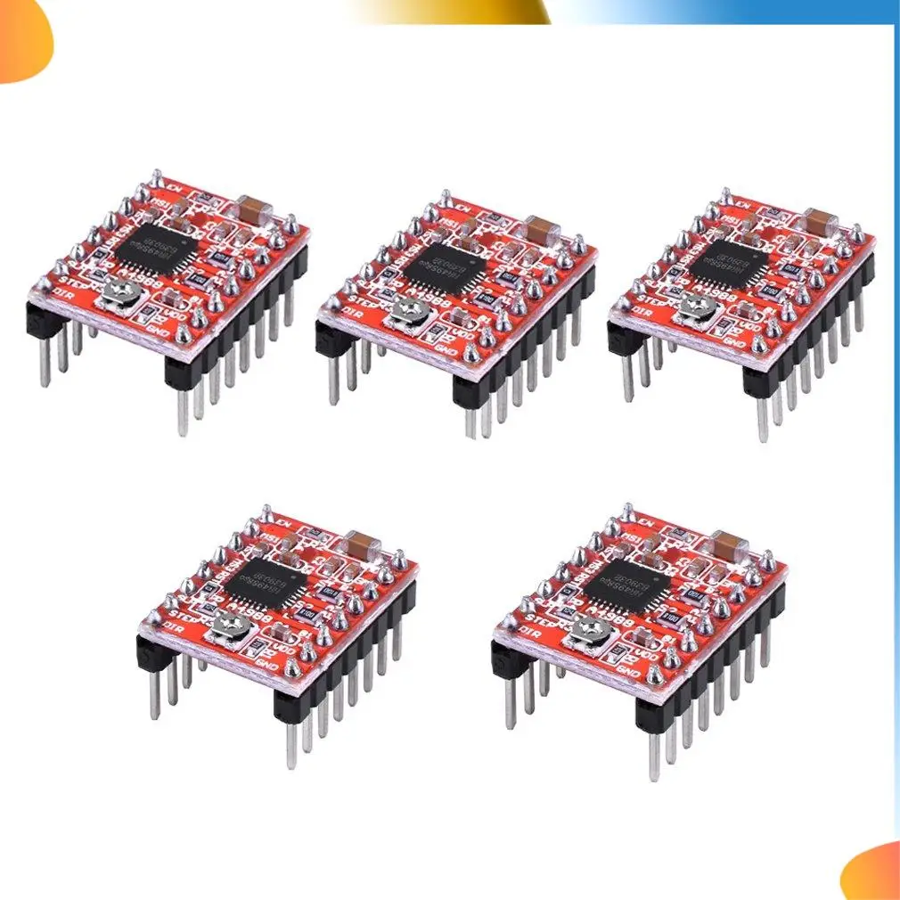 

B48A 5 шт. A4988 модуль драйвера шагового двигателя Stepstick с радиатором для 3D-принтера Reprap подходит