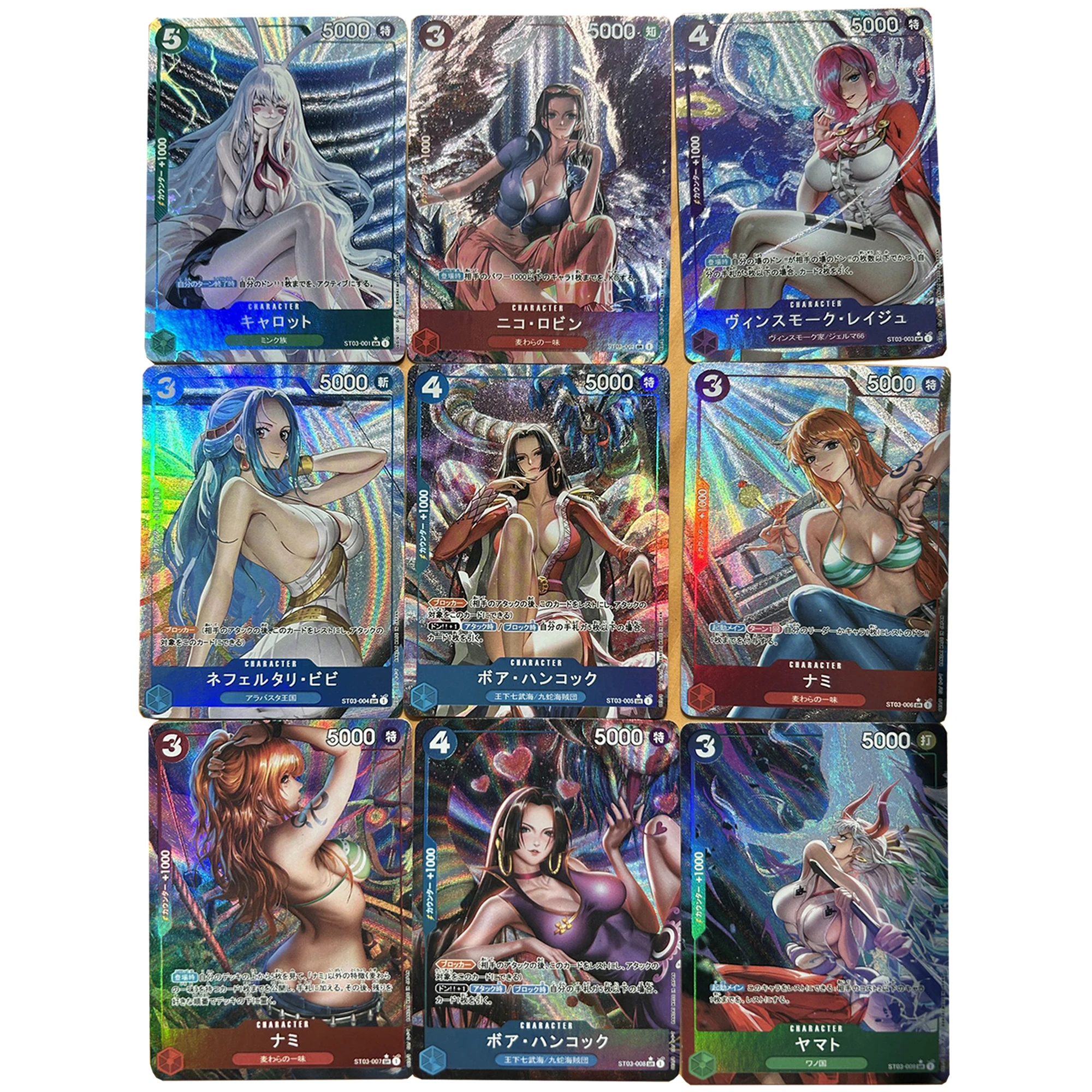 63X88Mm 9Pcs/set Diy One Piece Opcg Nami Hancock Kawaii Collection Card Coarse Color Nami Robin Vivi Classic Anime Card Gift Toy