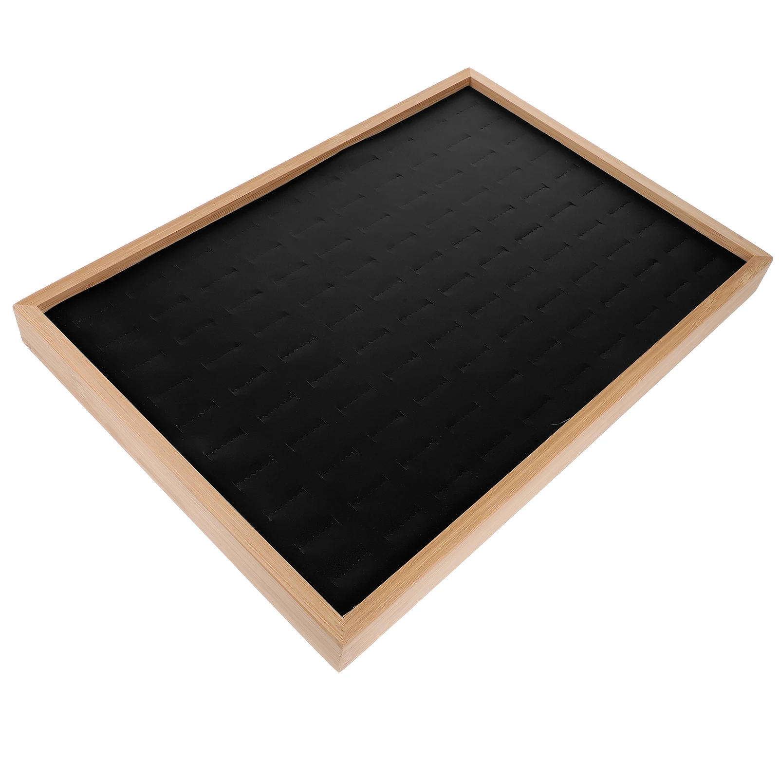 

Bamboo Ring Plate Jewelry ganizer Tray Display 100 Slots Lightweight Safe Wear Resistance Practical Storage Necklace Earrings