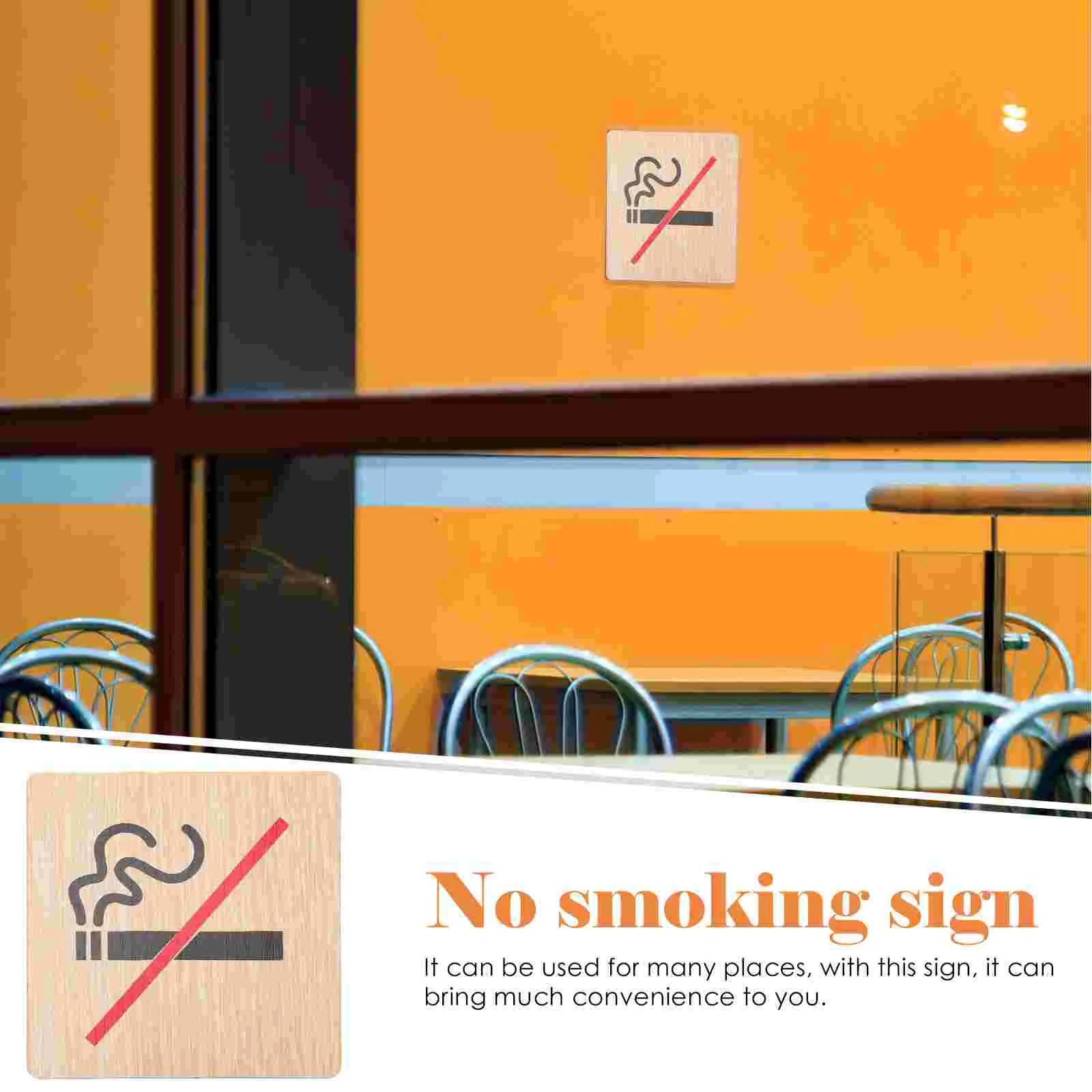 4 Pcs No Smoking Sign Wooden Doorplate Reminding Signs Public Sticker Warning Hotel Car Stickers