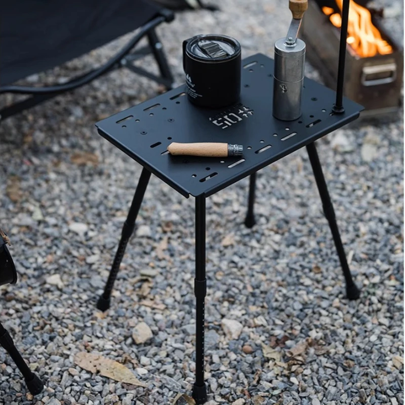 

Portable Aluminum Folding Table with Height Adjustable Tactical Side Table Multi-Function Camping Desk Outdoor Picnic Stools