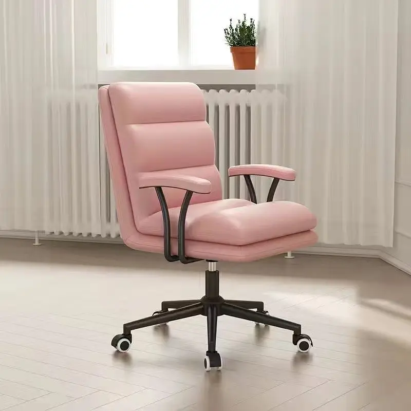 Comfortable Back Light Luxury Officestudy Bedroom Swivel Soft Leather Leisure Office Chair Home