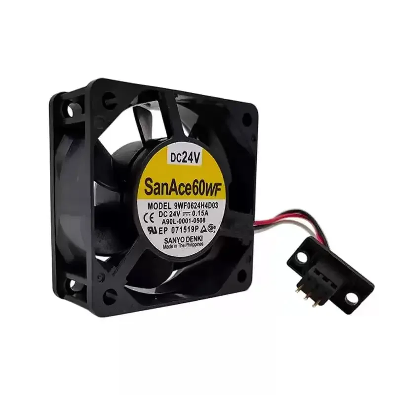 LY Original For Sanyo Denki 9WF0624H4D03 A90L-0001-0508 24V 0.15A 6025 60mm IP68 Waterproof 3Pin Fan for FANUC Inverter Cabinet