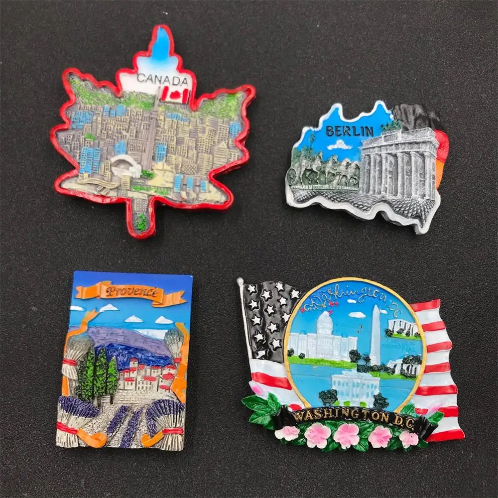 World Travel Souvenir Fridge Magnet Canada United States Berlin Provence Resin Magnetic Stereoscopic Refrigerator Sticker