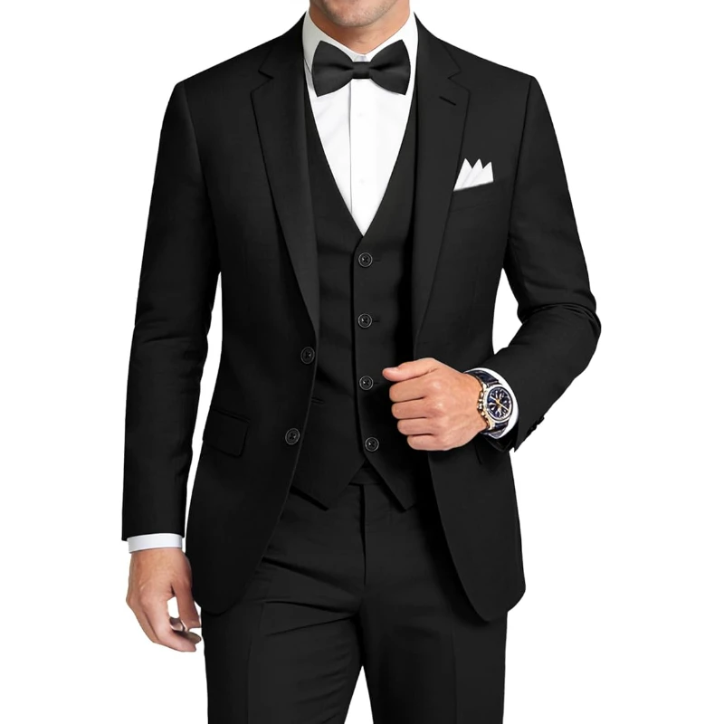 

Men's Slim Fit Suit Set 3-piece Suit Set With Blazer, Vest, Pants For Men