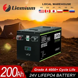 Plus 24v 200ah Lifepo4 Battery Pack Built-in  BMS 24v 100Ah 12V 400Ah Lithium Ion Battery For Home Solar Energy Storage Tax Free