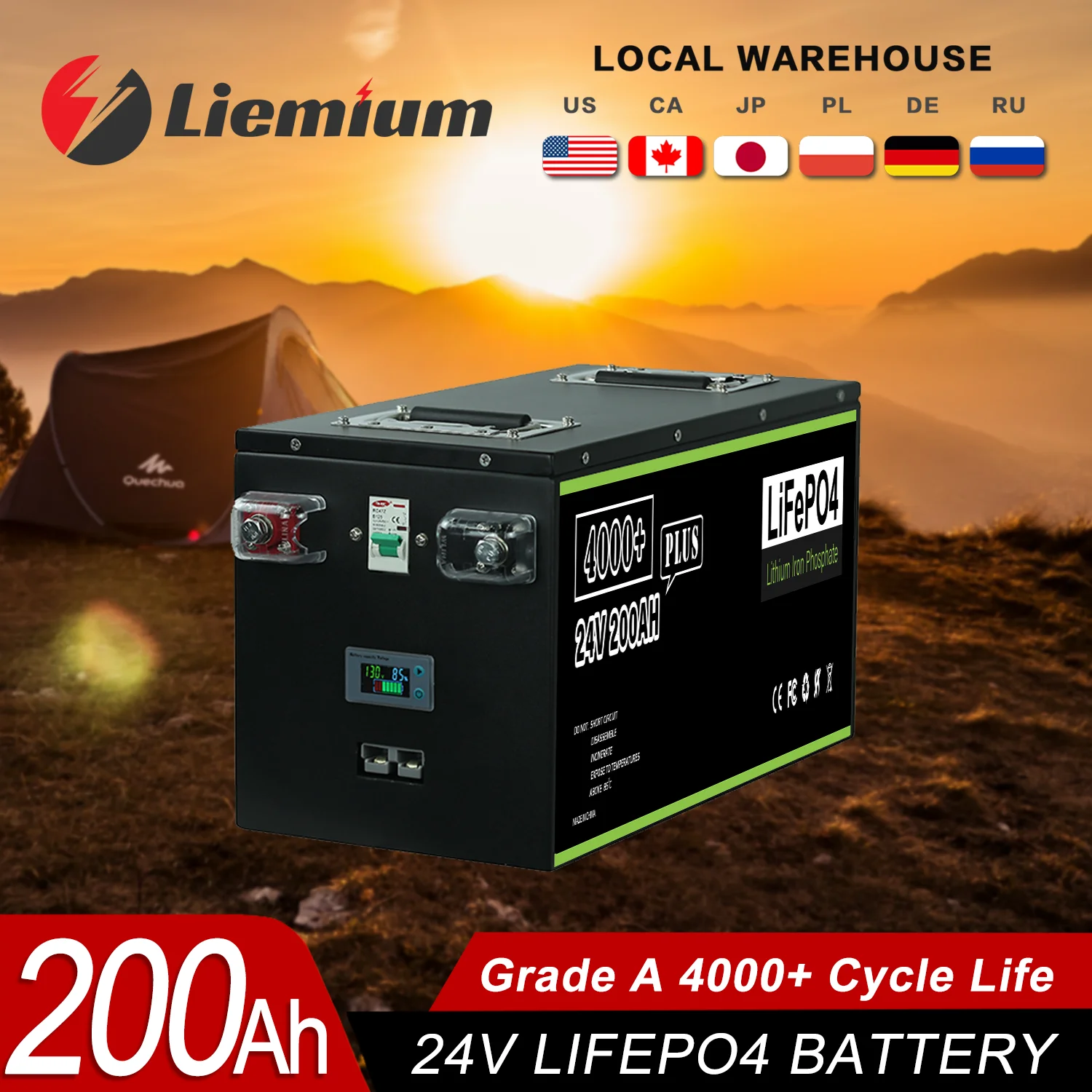 Plus 24v 200ah Lifepo4 Battery Pack Built-in  BMS 24v 100Ah 12V 400Ah Lithium Ion Battery For Home Solar Energy Storage Tax Free