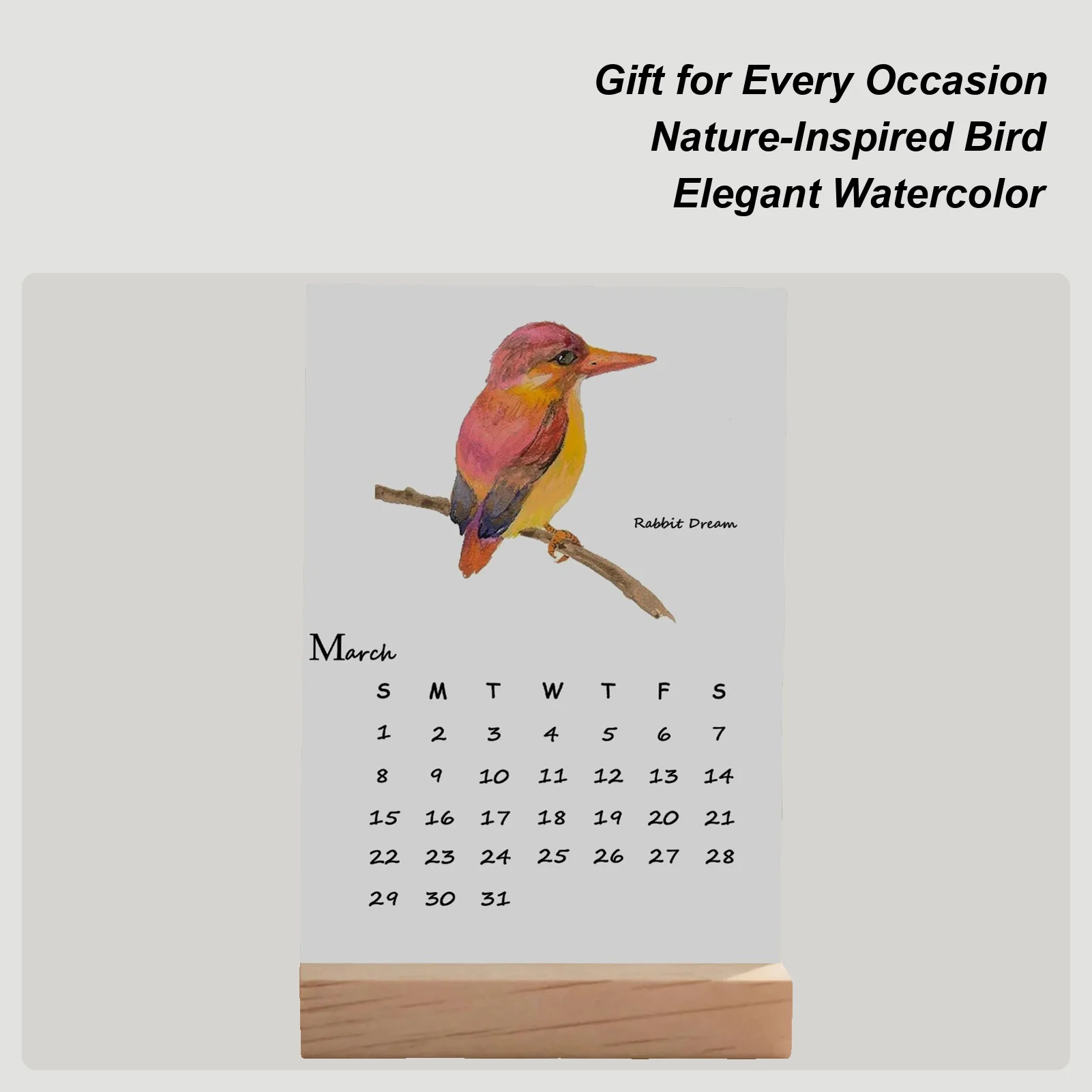 

12 Month Forests Bird Watercolor Desktop Calendar Vertical Monthly Watercolor Planner With Wooden Stand Funny Bird Calendar 2026