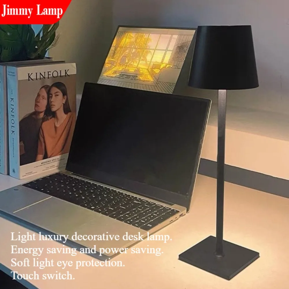 

Modern Minimalist Iron High Foot Desk Lamp Rechargeable LED Study Desk Children's Desktop Decor Lighting Fixtures