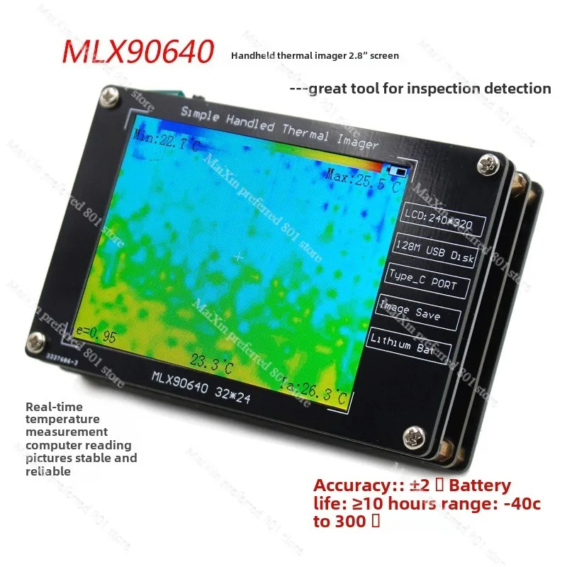 MLX90640 2.8-inch LCD Digital Infrared Thermal Imaging DIY Thermal Imager Temperature Detection, Detection Tool