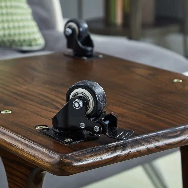 Customizable Solid Wood Living Room Sofa Side Table Movable Corner Table Balcony with Wheels Square
