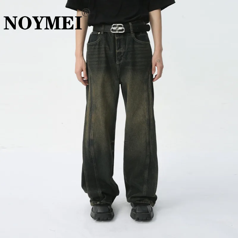 NOYMEI Denim Pants Deconstruction Niche Design High Street Chic Personality 2024 Spring New Straight Jean Vintage Style WA4286