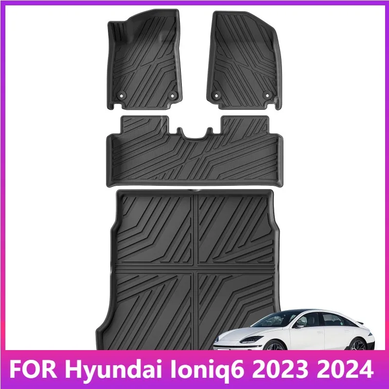 

Floor Mats For Hyundai Ioniq6 2023 2024 Car Floor Mats Cargo Liner Trunk Pad TPE 3D Waterproof All Weather Left Hand Drive