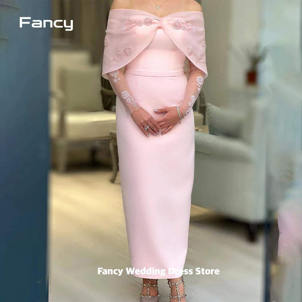 Fancy Elegant Pink And Blue Evening Party Dresses Wedding Guest Bride Gowns Applique Arabic Women Formal Occasion customized