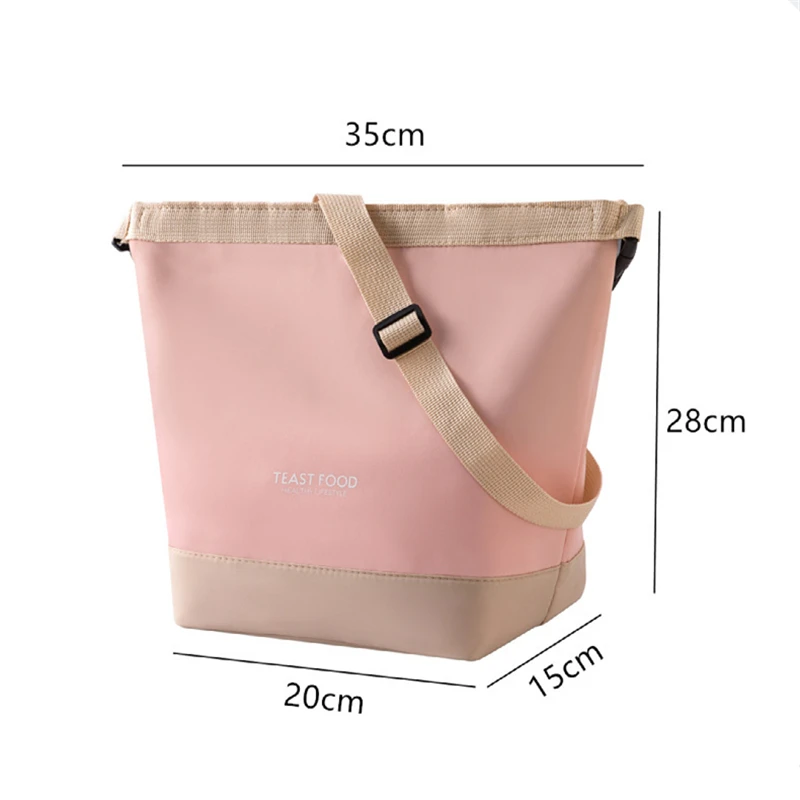 Portable Lunch Bag with Buckle Durable Insulated Lunch Box Tote Cooler Handbag Thermal Bento Pouch Food Carrier Shoulder Bags