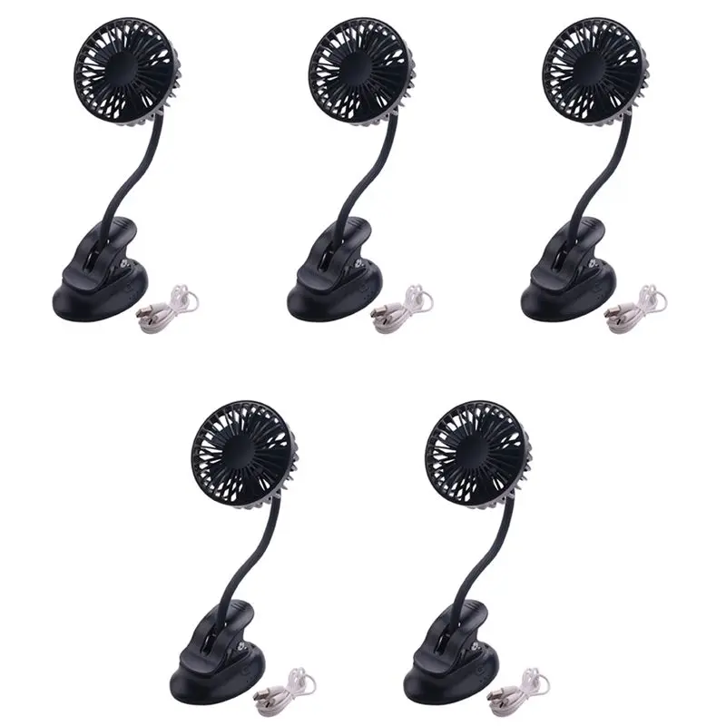 ABXE-5X Portable Mini Clip Stroller Fan,3 Speeds Settings,Flexible Bendable Usb Rechargeable Battery Operated