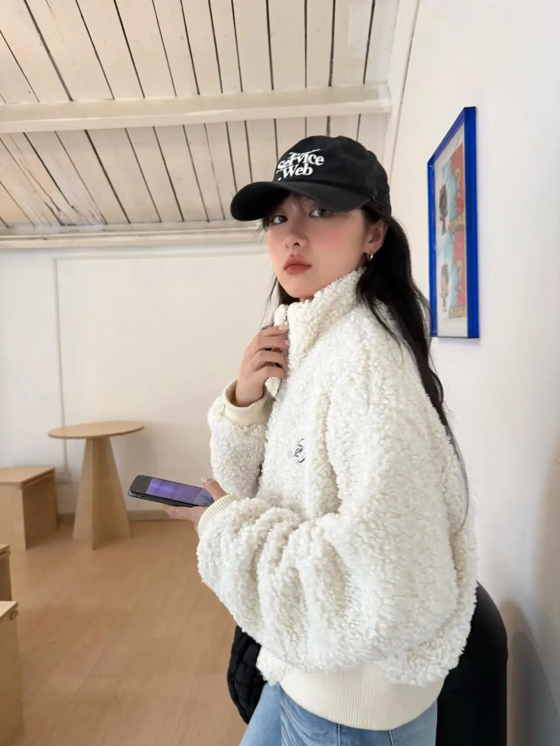 

Lamb Wool Jacket Women Y2K Military Canvas Detail Button Cargo Element Safari Boy Style Boyfriend Fashion Preppy Baseball Bomber